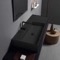 Black Ceramic Wall Mounted or Vessel Sink With Counter Space